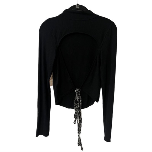 Free people edge of town black backless tie turtle neck top - Picture 5 of 5